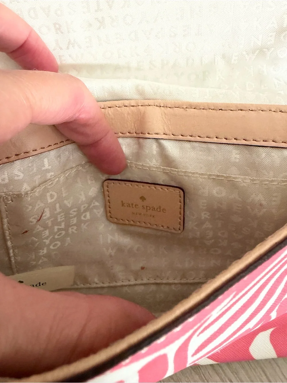 Kate Spade Pink Leaf-Print Crossbody Bag
